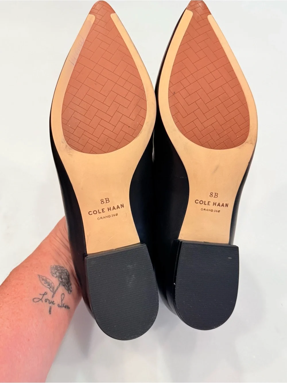 Cole Haan Women's Black Grand Slam 360 Pointed Toe Block Heel Loafers Sz 8